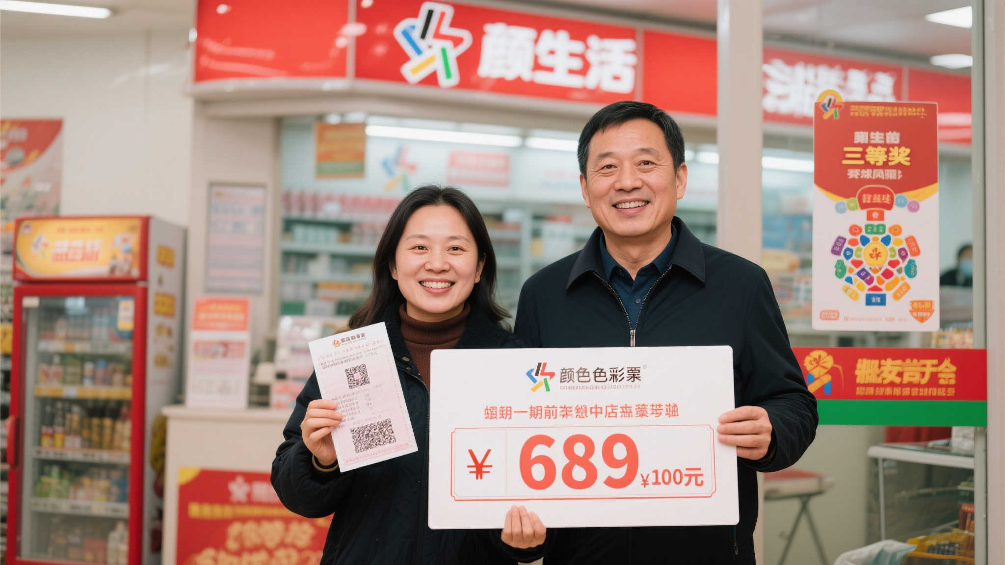 彩民喜中双色球689万 妻子代领奖 年初曾获三等奖